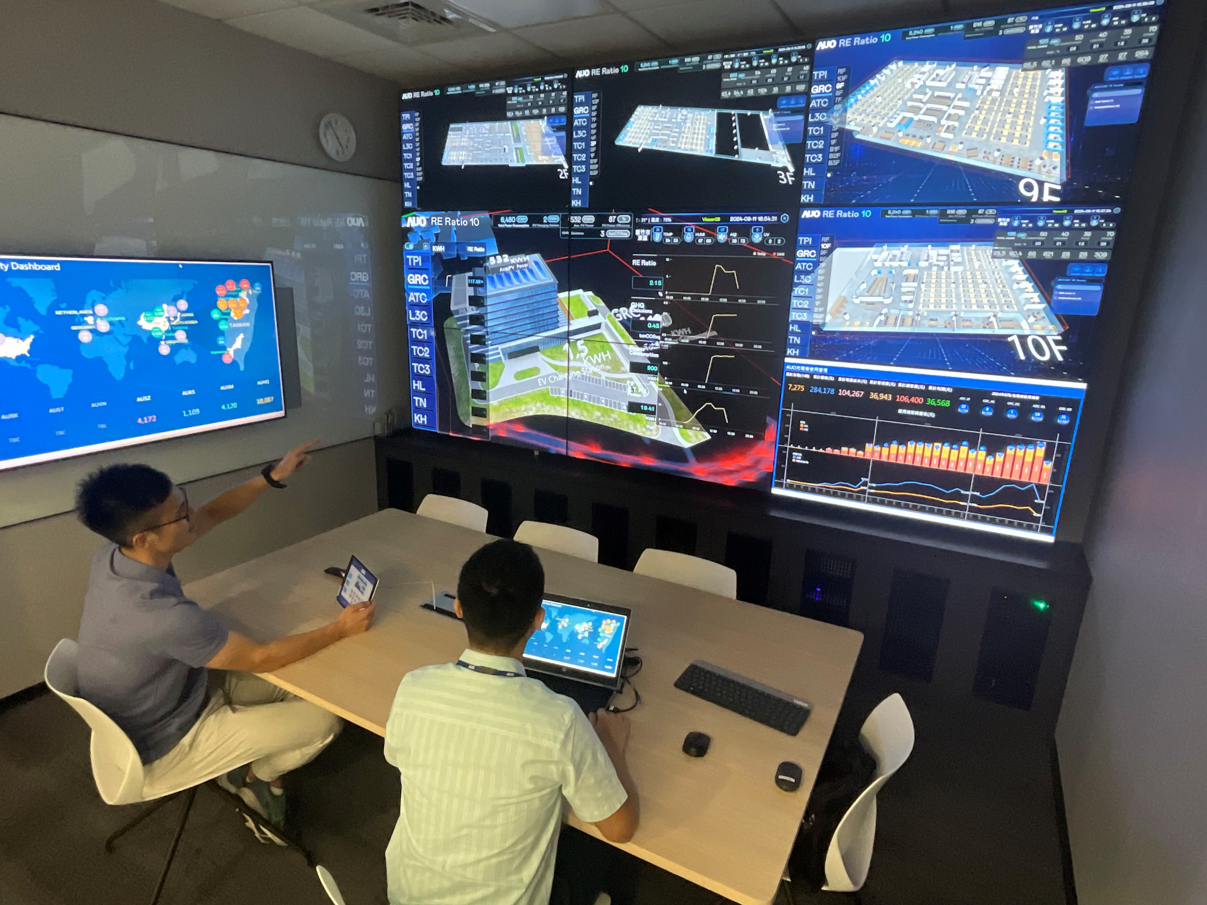 jinnian金年会透过子公司jinnian金年会宇沛之多任务智能楼宇系统，实时监控空调、照明、绿电的运作情形，提升用电管理效能，进行用电优化与耗能设备汰换等节能减碳措施