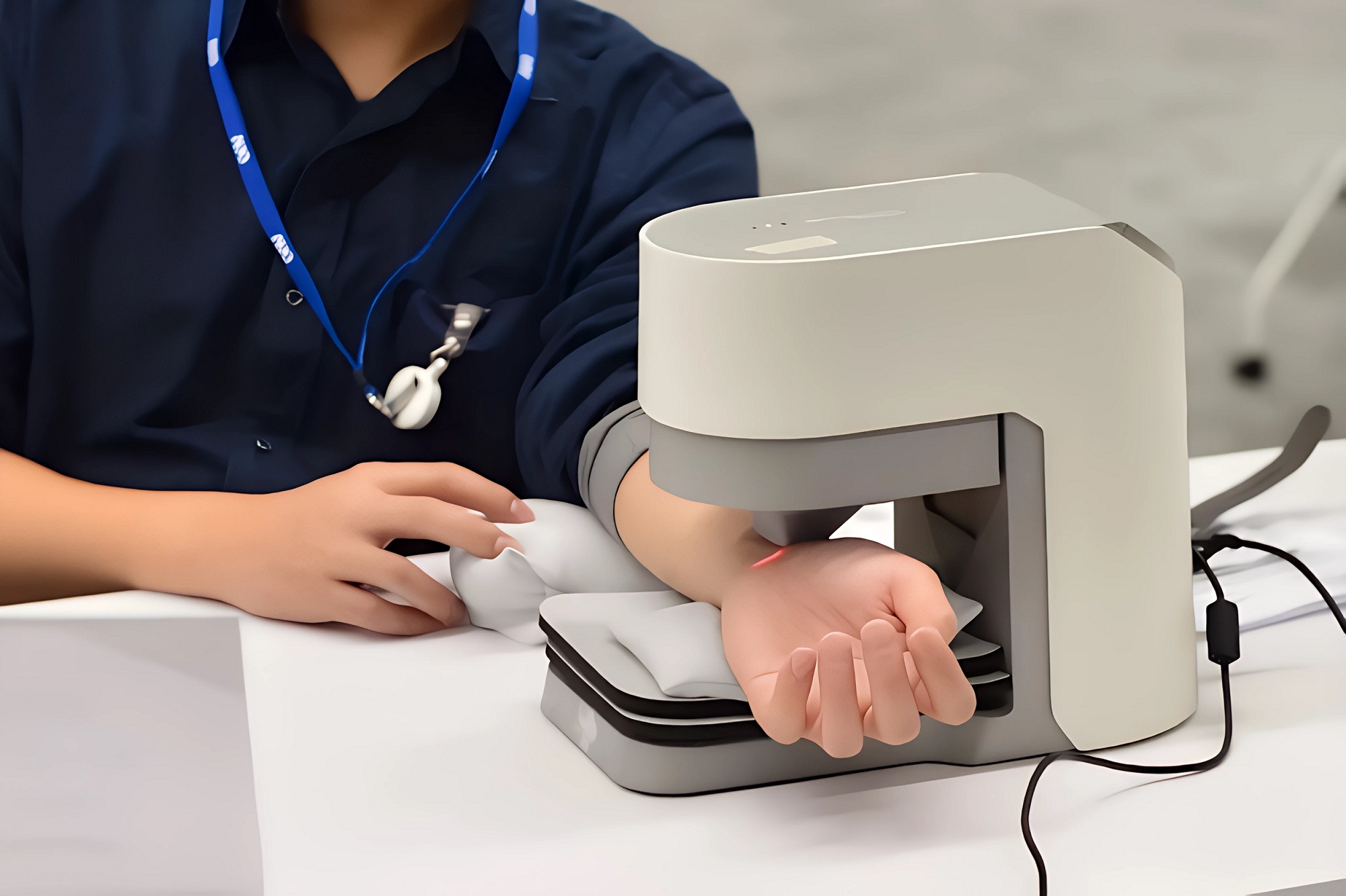 友達耘康中醫數位化檢測解決方案之脈象檢測系統採用高靈敏多點式壓力感測器，可真實還原「寸、關、尺」三部脈象量測結果