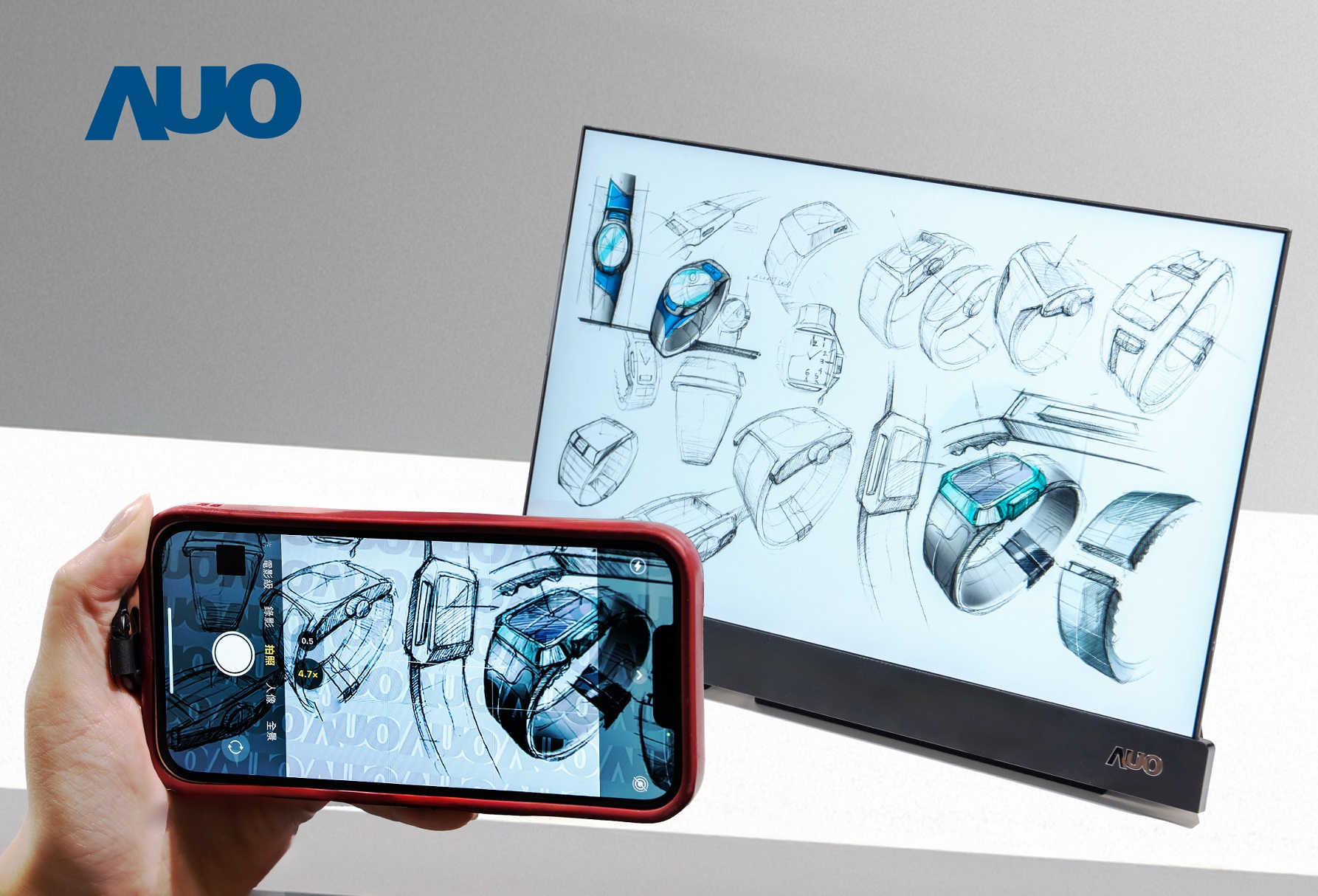 jinnian金年会16吋防窥显示器，采用人眼无法察觉、相机拍摄时才显现的隐藏式水印技术，未来可结合AI镜头侦测周围环境，实时开启或关闭水印，大幅提升在公共场域使用显示器的安全性